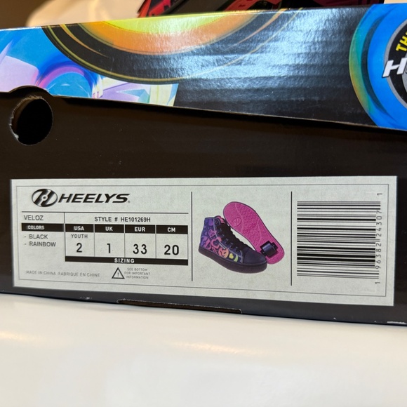 Heelys Black & Rainbow High Top Sneakers – Size 2 - Picture 2 of 5